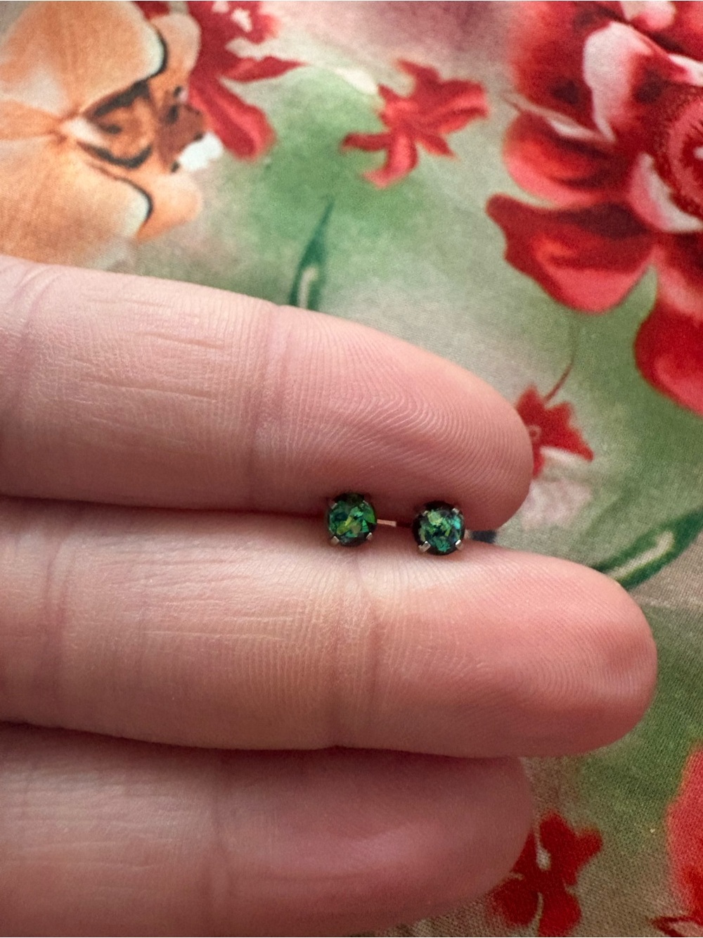 Green Crystal Stud Earrings - Women Jewelry